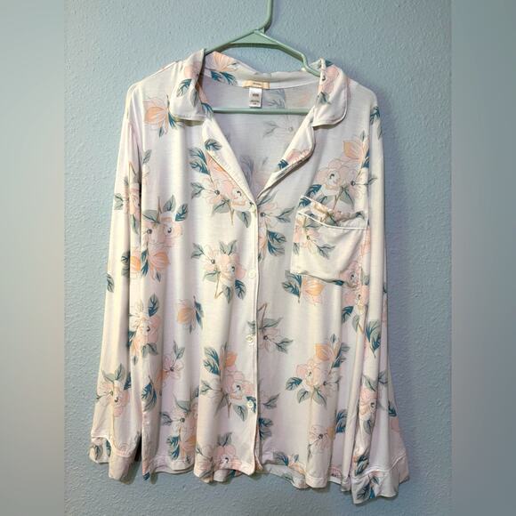 Eberjey Mother’s Blossom Soft Modal Pajama Top White Floral L - Picture 1 of 4